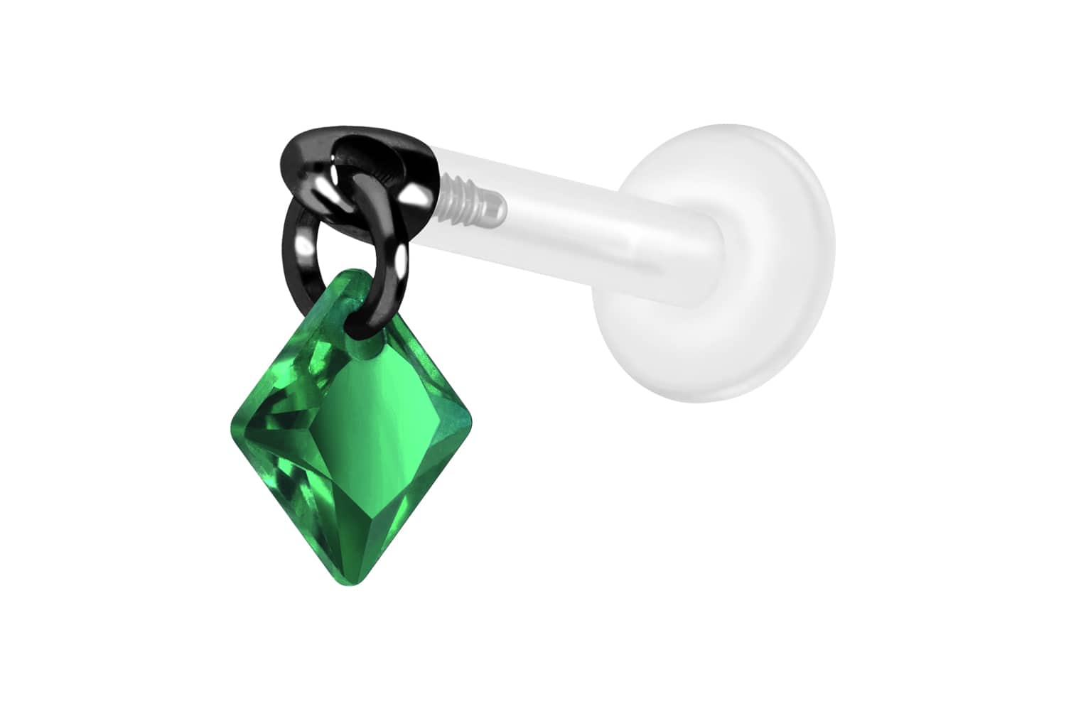 PTFE Labret Piercing mit Innengewinde + Titan-Aufsatz KRISTALLQUADRAT